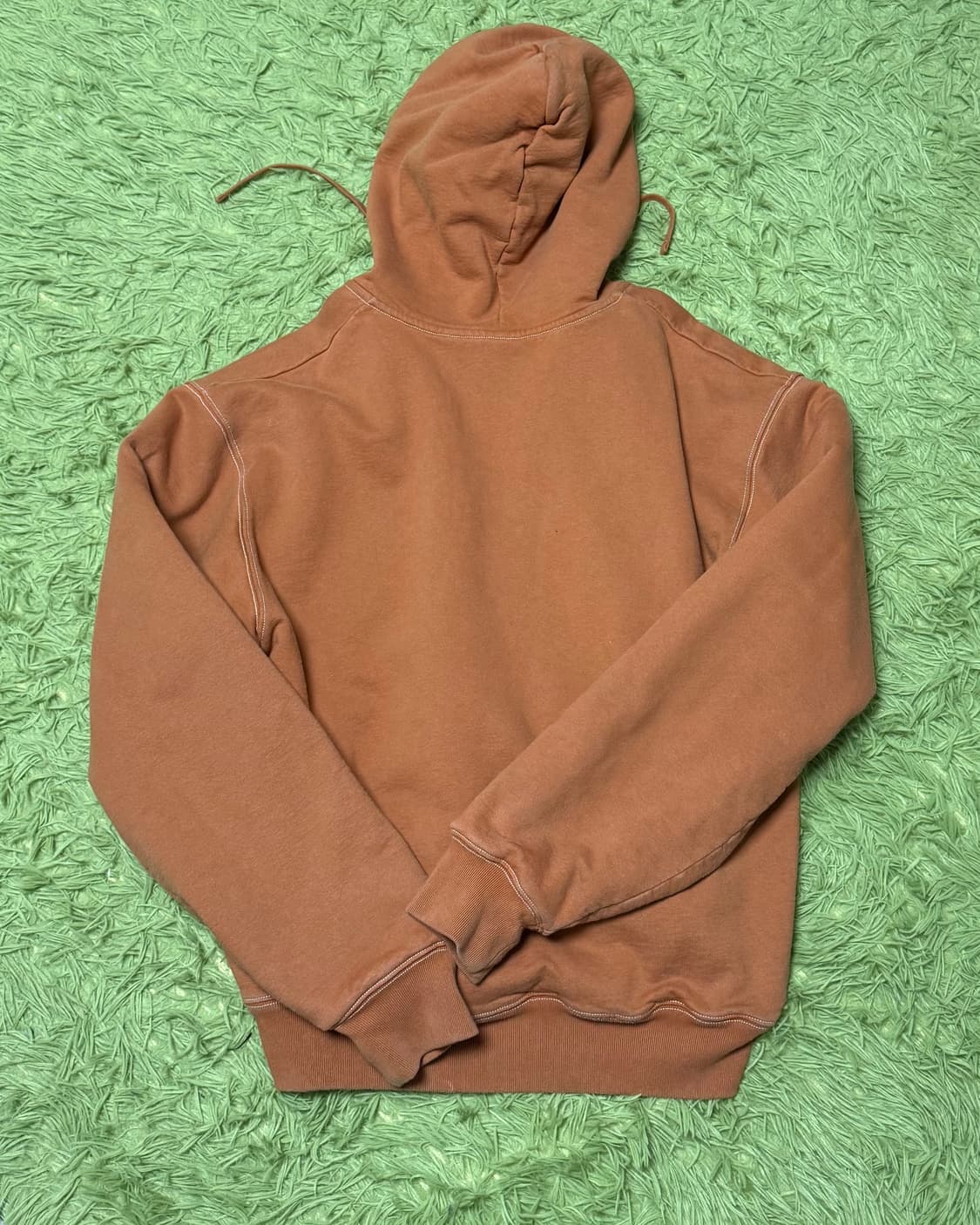 [XL] 스투시 오렌지브라운 스티치 후드 집업 (투웨이 지퍼) 상품이미지2