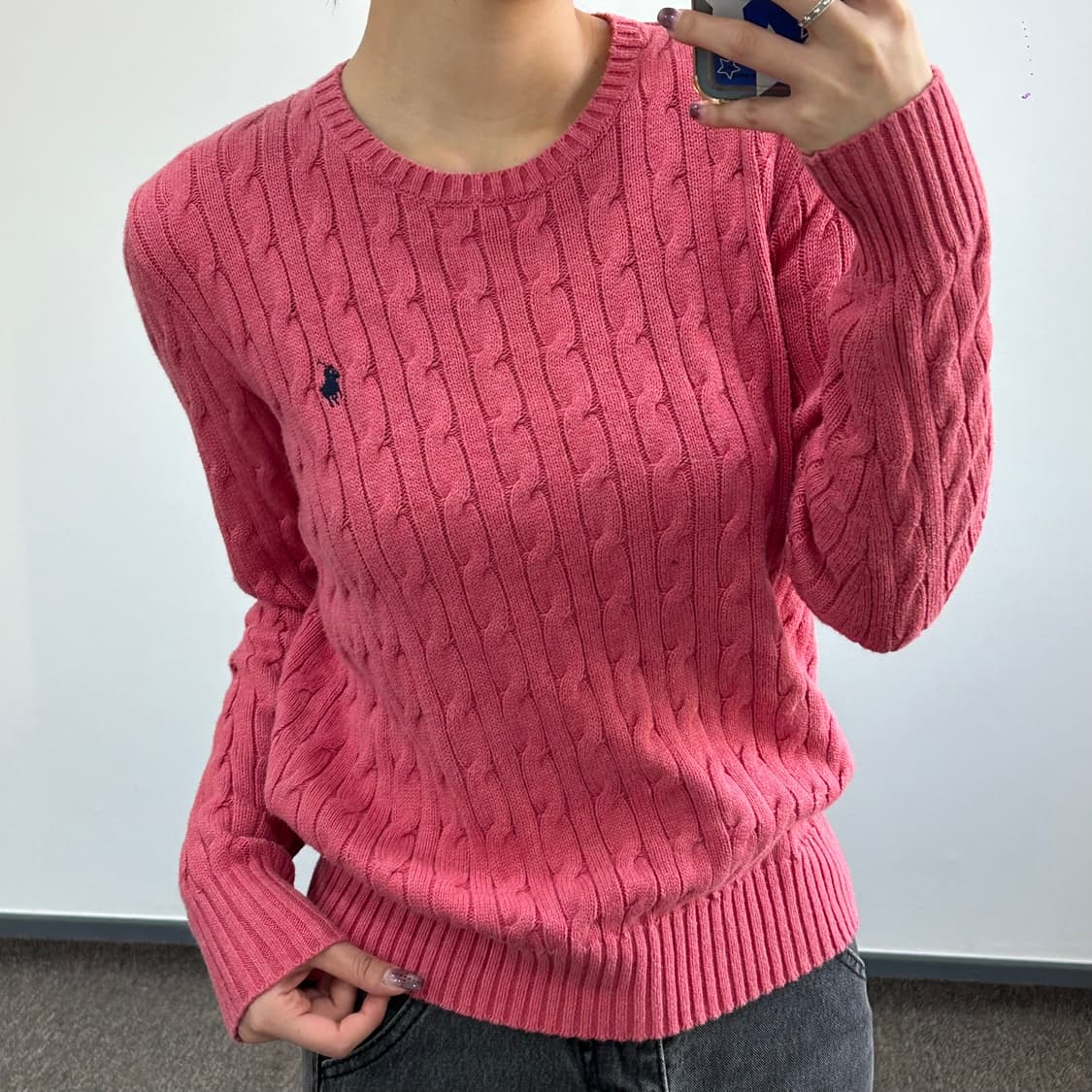 Polo 폴로 핑크 케이블 니트 상품이미지2
