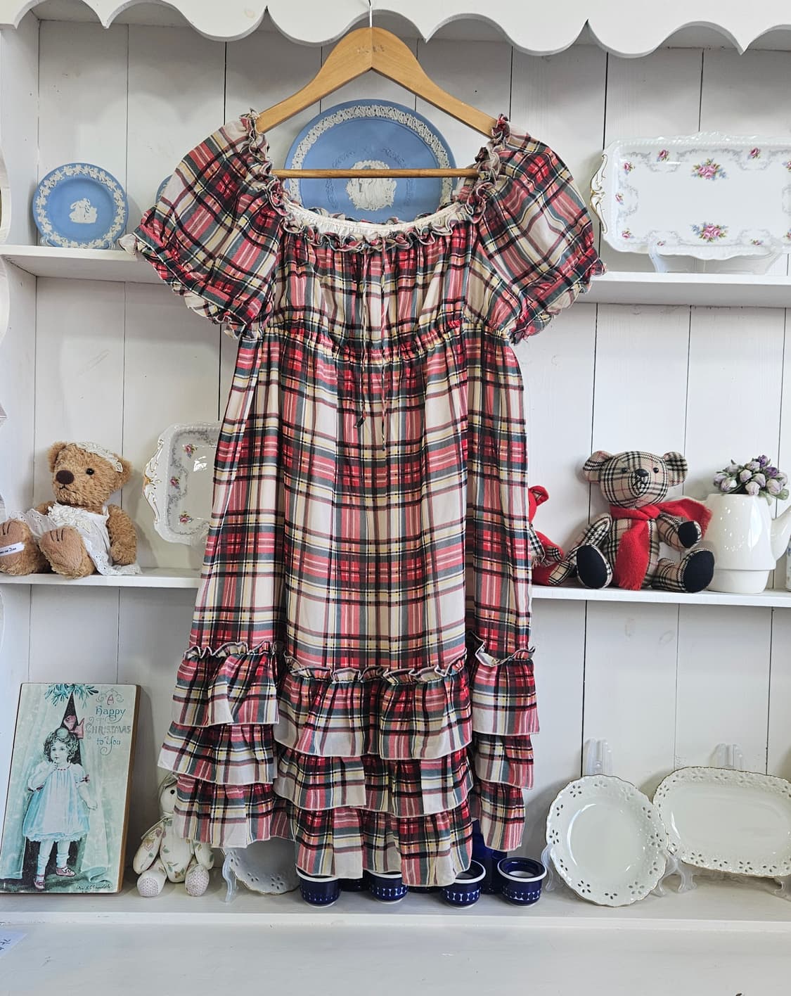 체크 프릴 원피스 상품이미지1