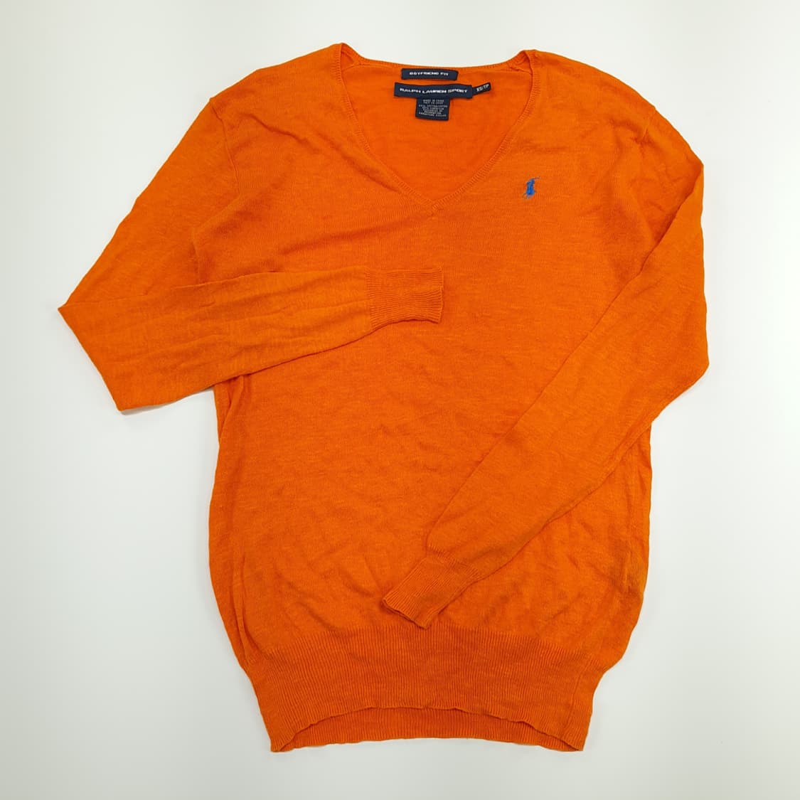 CN748W XS 폴로 랄프로렌 오렌지 V넥 코튼린넨 긴팔 니트 스웨터 상품이미지2