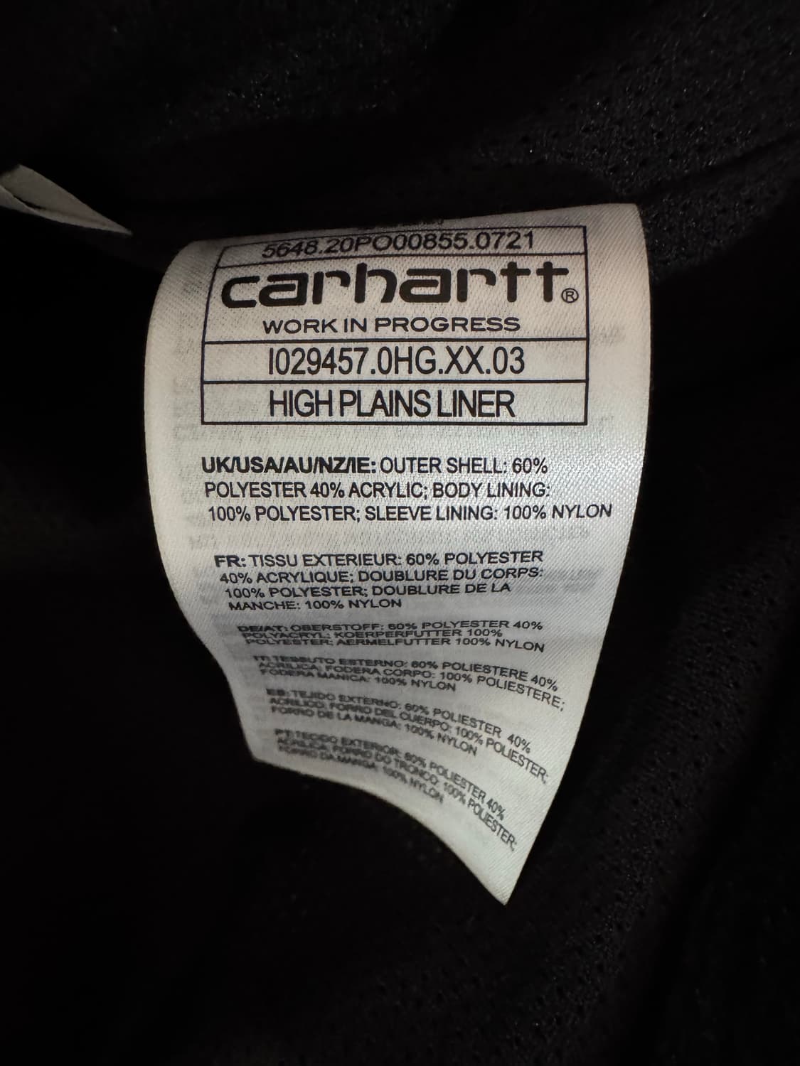 칼하트wip 하이플레인스 라이너 자켓 상품이미지5