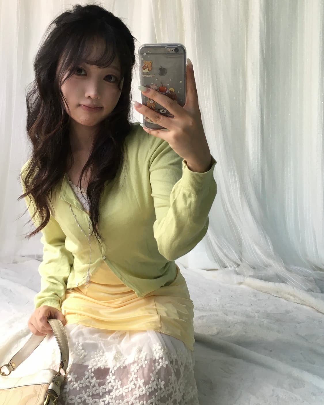 빈티지 햇살캐 봄 소녀 연두 노랑 플라워 코디세트 상품이미지1