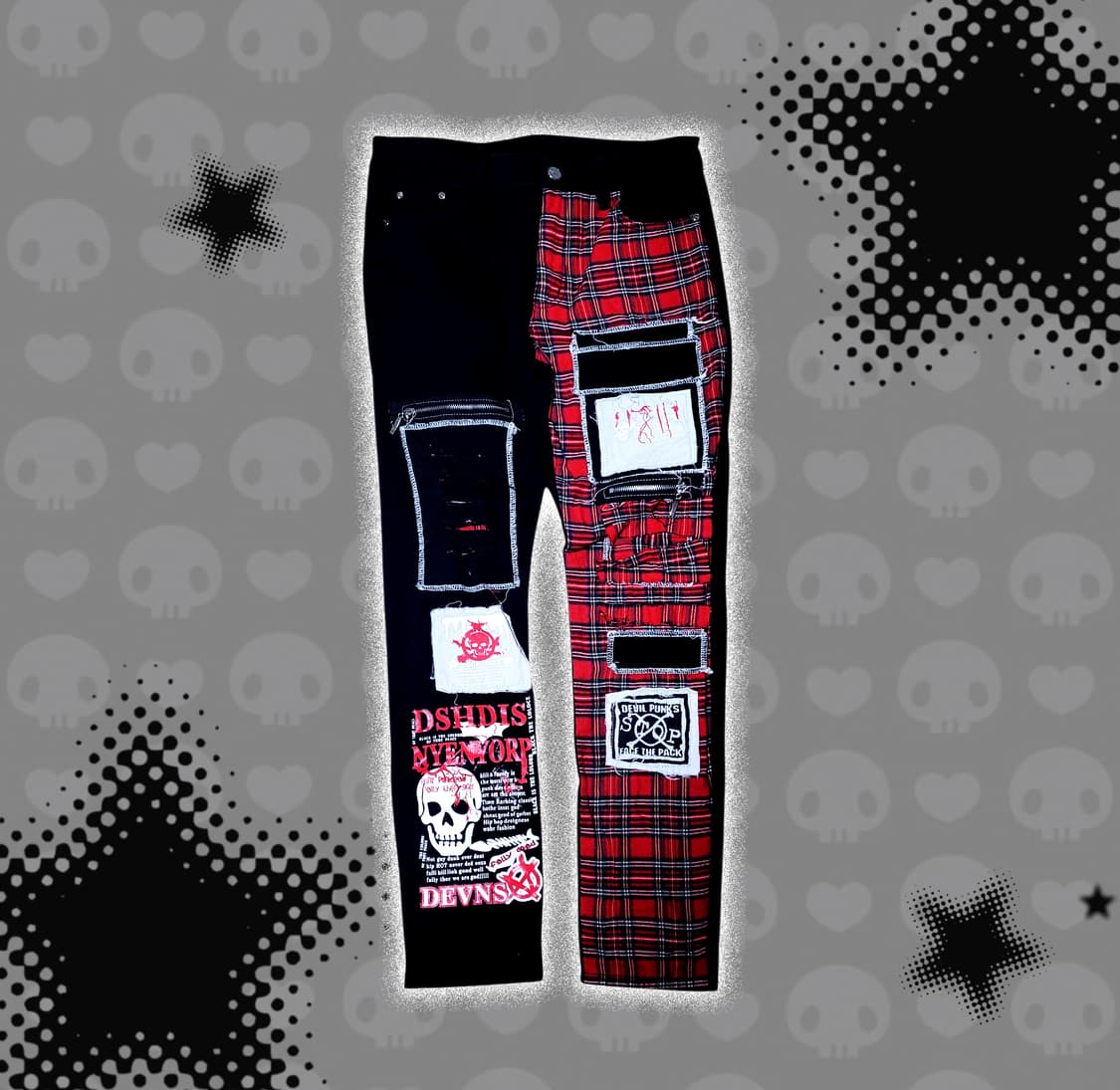 펑크키치punk 패치 레터링 팬츠 상품이미지1