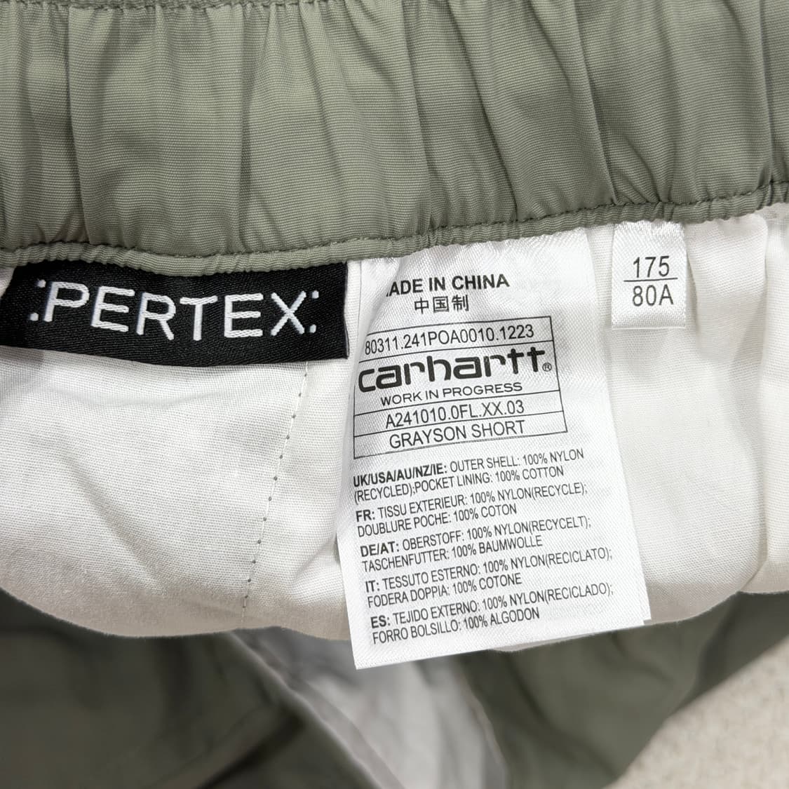 칼하트 WIP 퍼텍스 그레이슨 카고 쇼츠 반바지 카키 M 상품이미지4