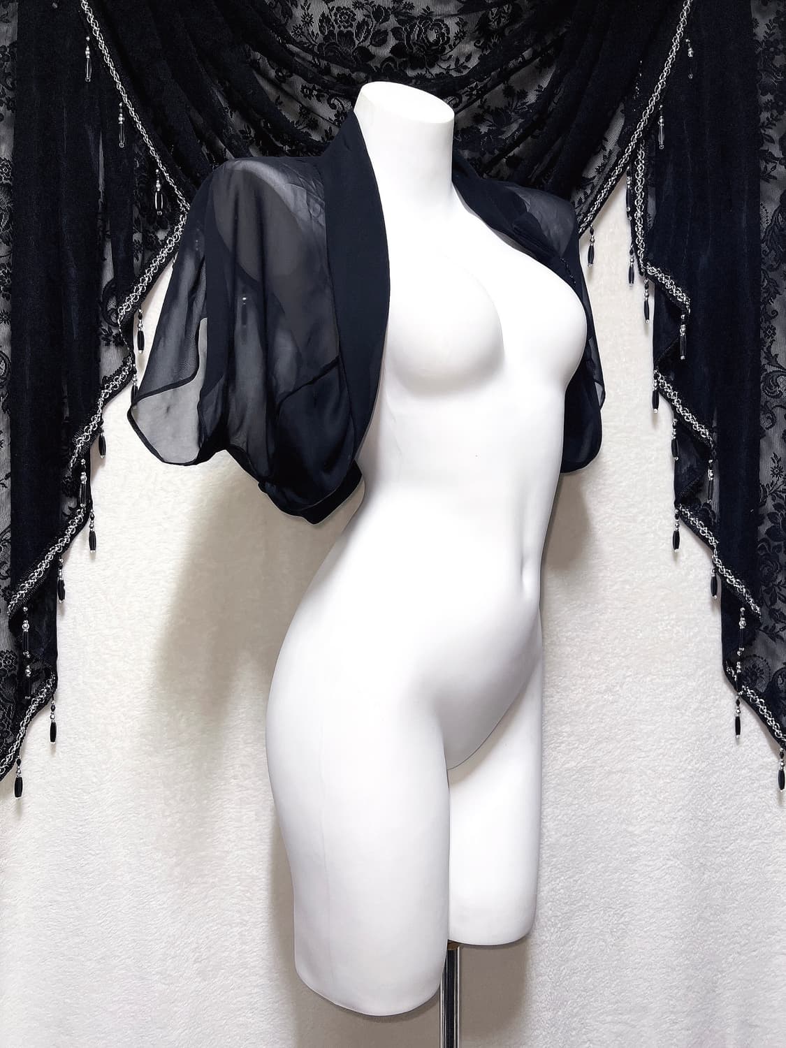 로맨틱고딕 고스로리 펑크 갸루 시스루 쉬폰볼레로 가디건 리본장식 페어리 상품이미지5