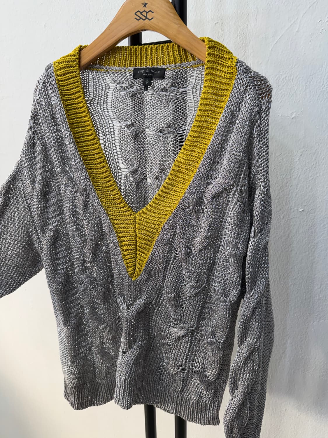 정품) rag & bone 랙앤본 그레이 브이넥 니트 S 상품이미지3