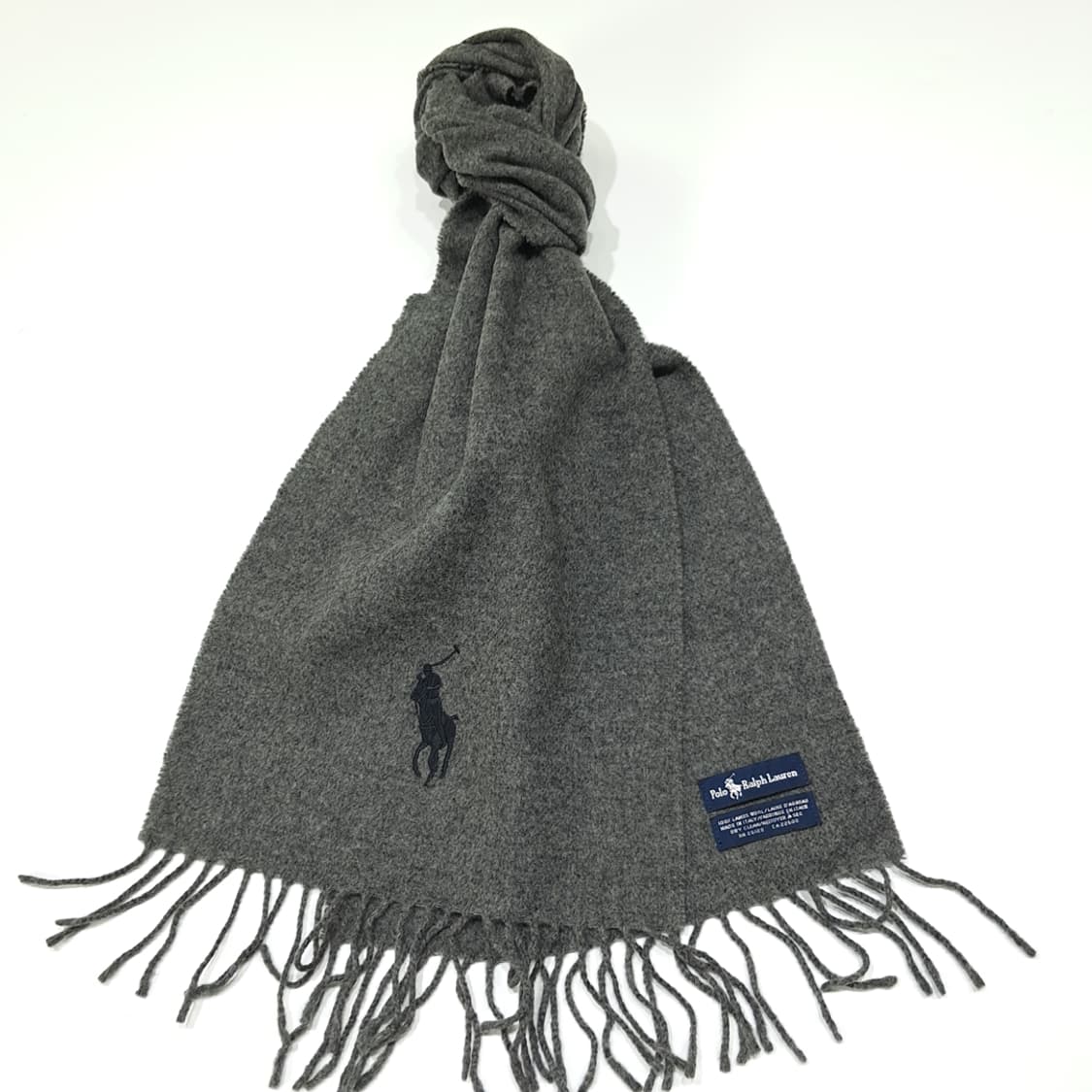 MX554 폴로 90s 이태리판 램스울 그레이 머플러 목도리 상품이미지2