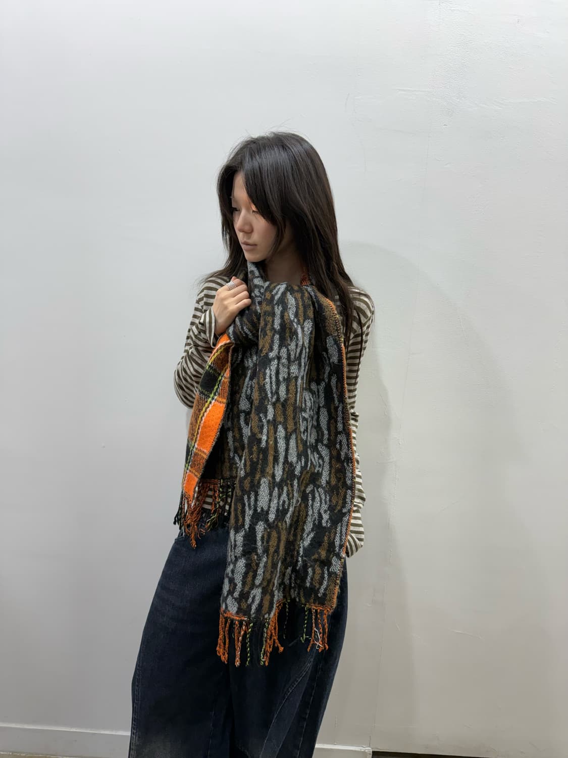 스투시 리버시블 리얼트리&체크 패턴 머플러 상품이미지4