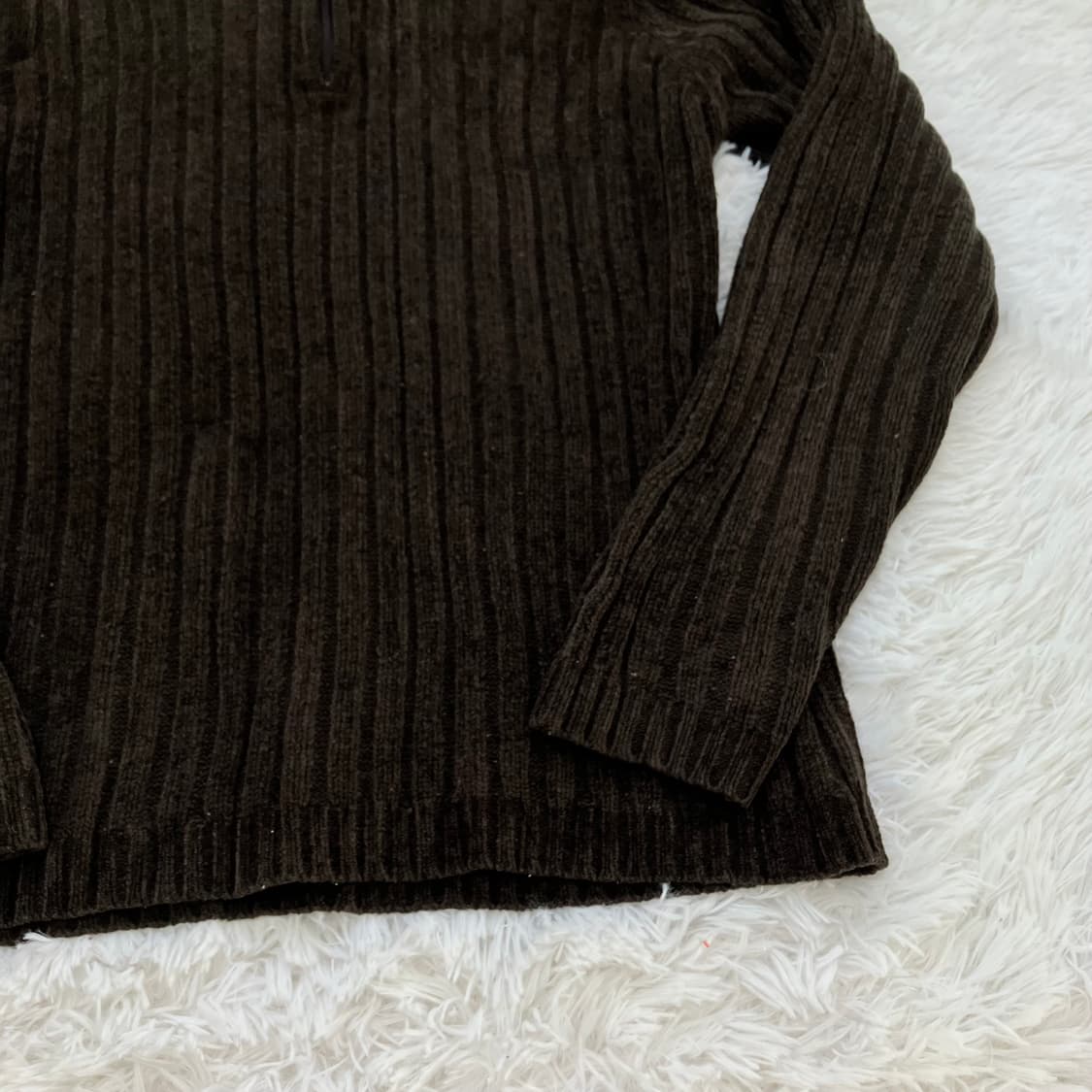 빈티지 초코 브라운 반집업 스트라이프 니트 850 y2k 스트릿 모리 갸 상품이미지6