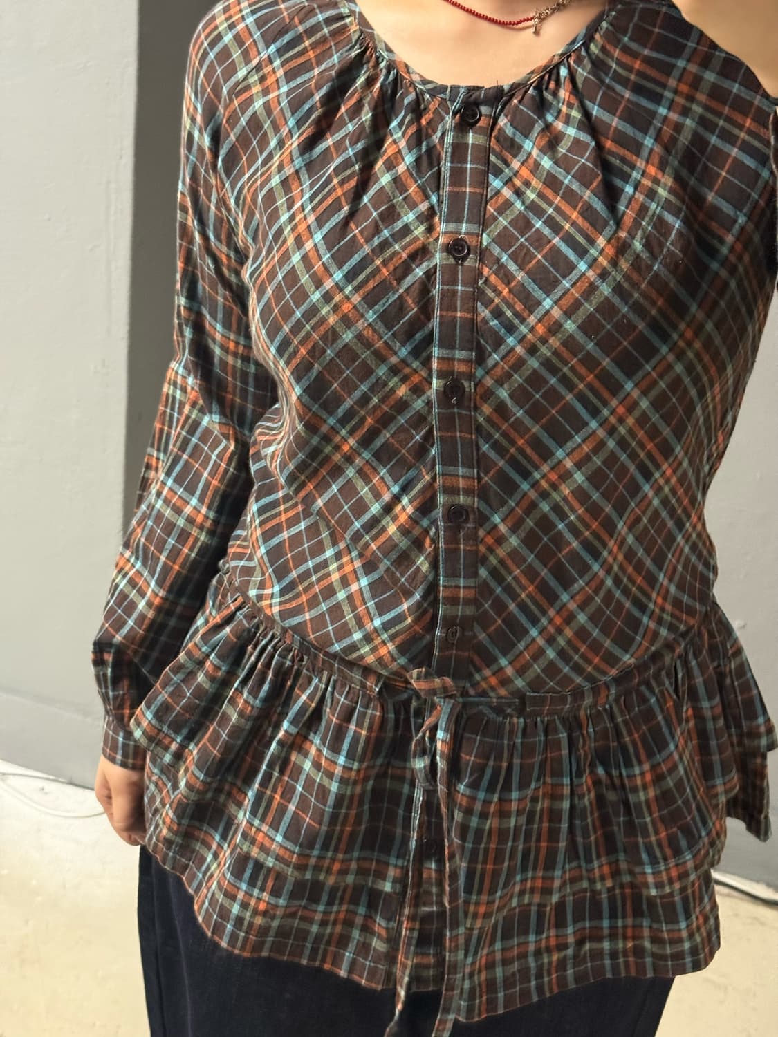 check pattern can-can detail shirt 상품이미지2