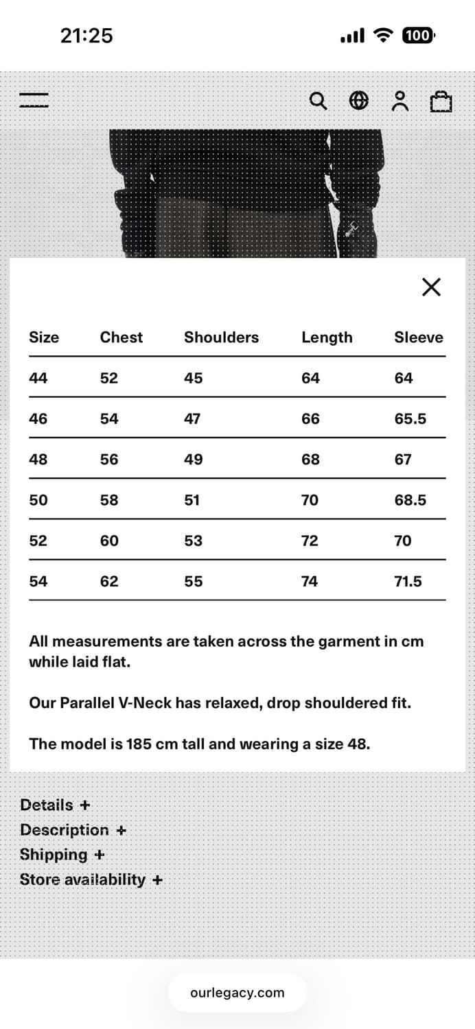 아워레가시 브이넥 52사이즈 상품이미지3
