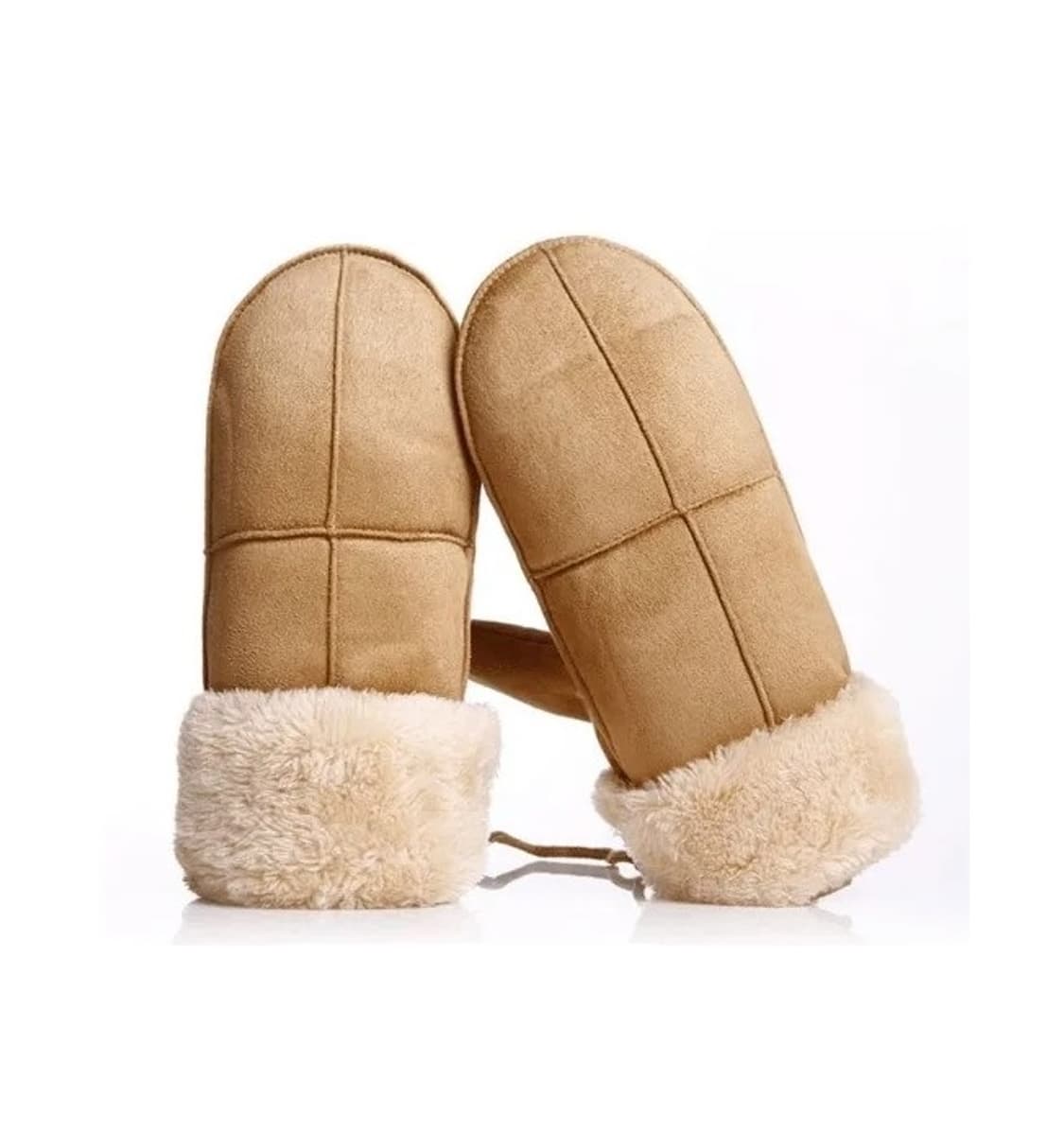 두꺼운 털안감 스웨이드 벨벳 벙어리 장갑 베이지 (새상품) 상품이미지1