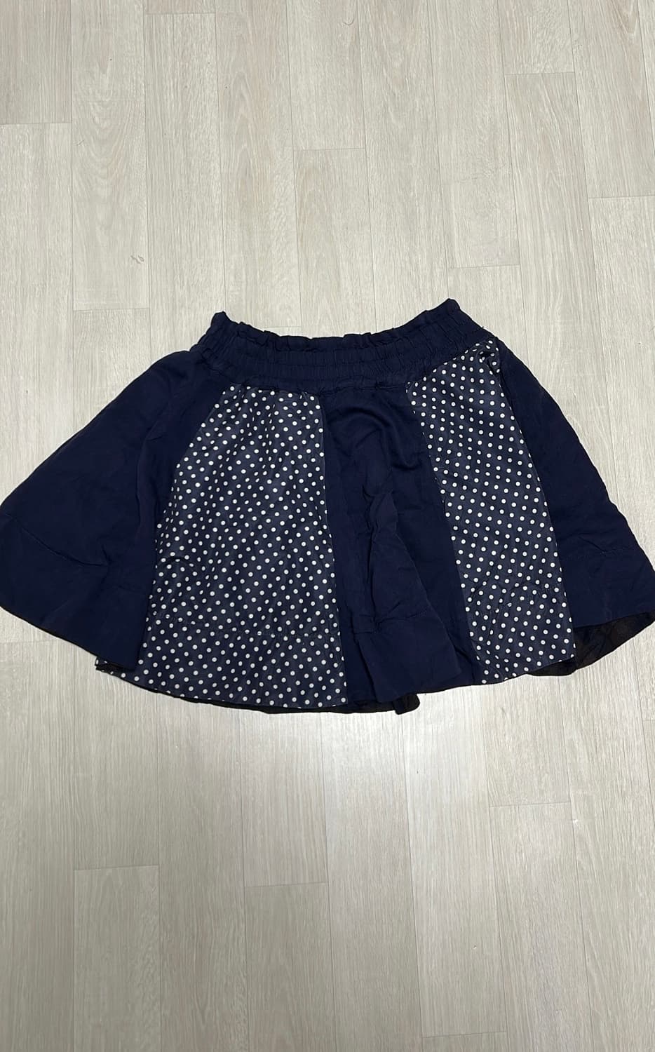 리버시블 도트 네이비 체크 스커트 상품이미지1