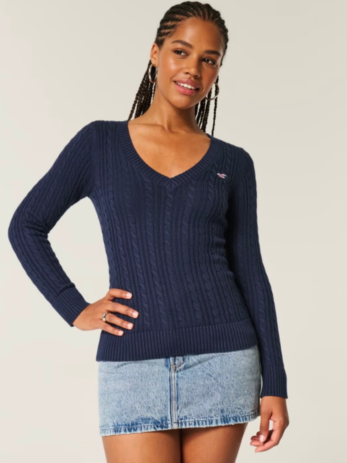 홀리스터 케이블 니트 아이콘 브이넥 스웨터 상품이미지8