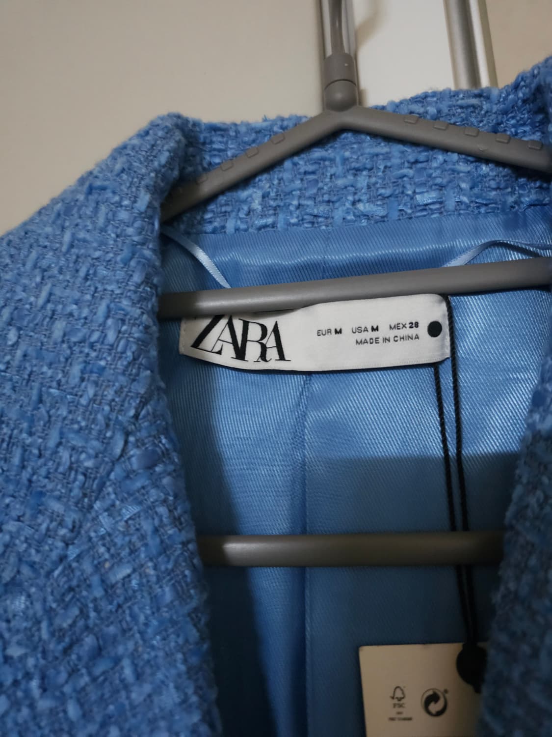 새상품)자라 블루 트위드 금장 버튼 자켓 상품이미지3