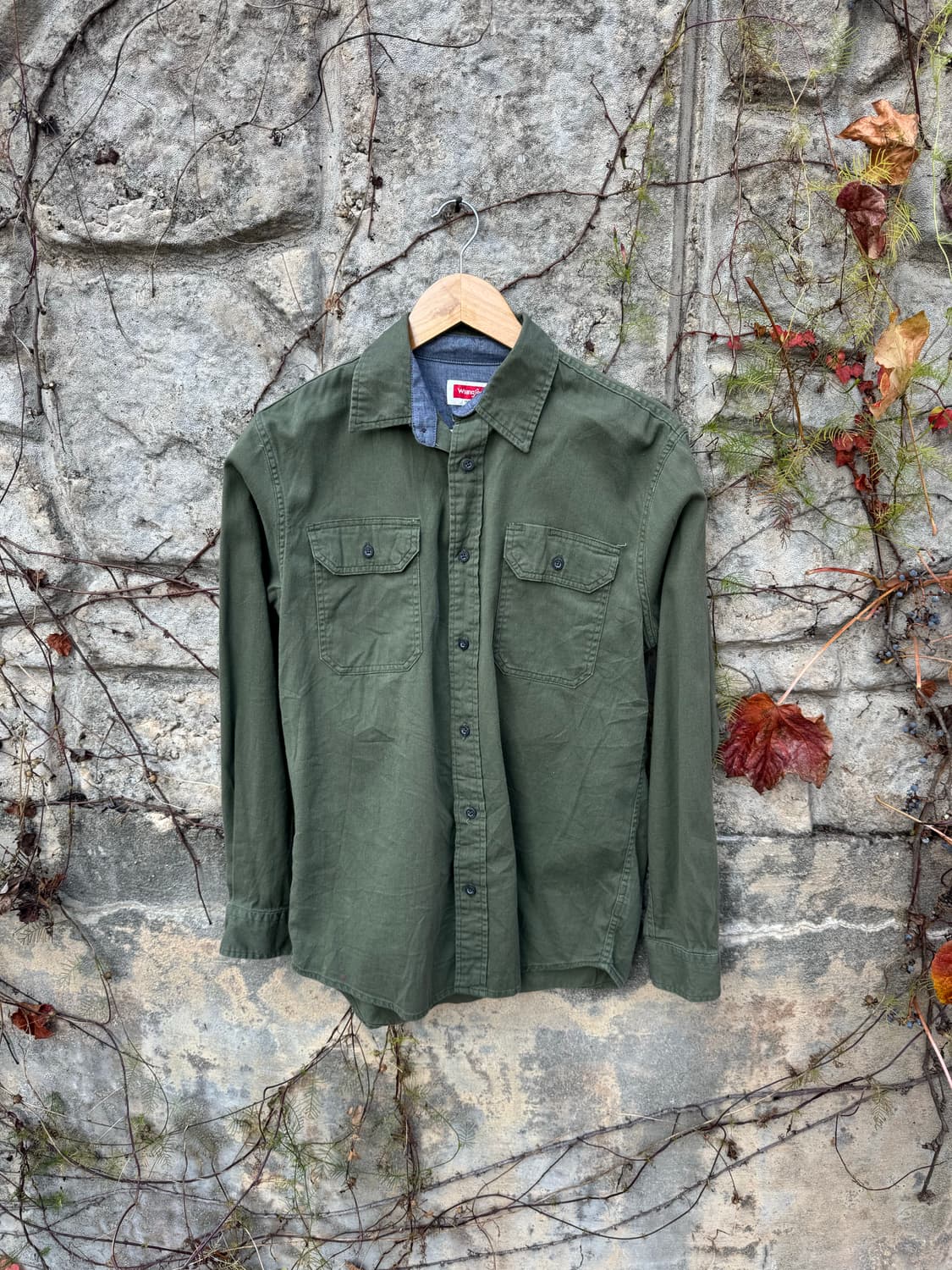 랭글러 빈티지 투포켓 워크 셔츠 카키 s 상품이미지1
