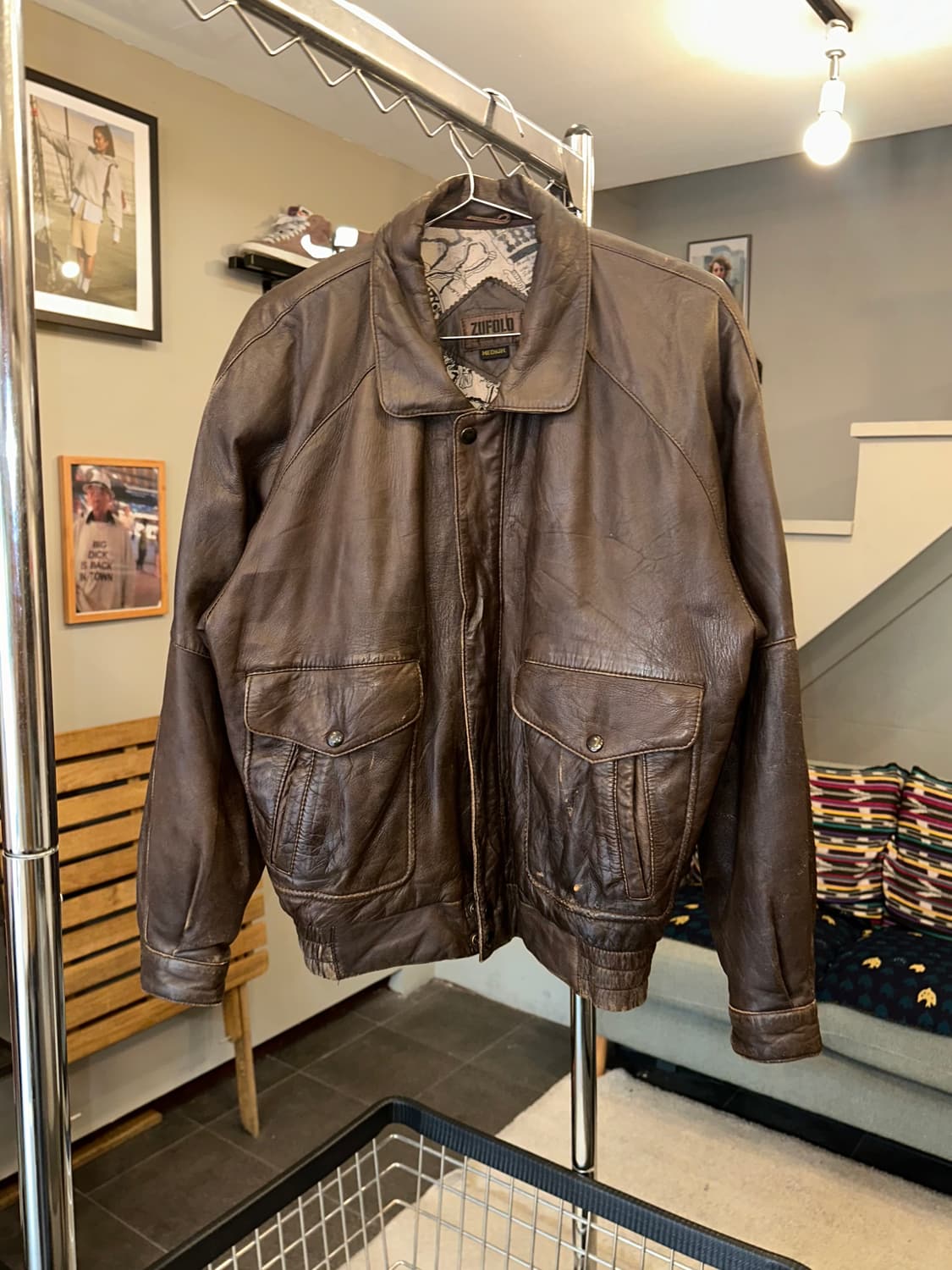 90’s Japanese Shell-leather aged jacket 상품이미지4