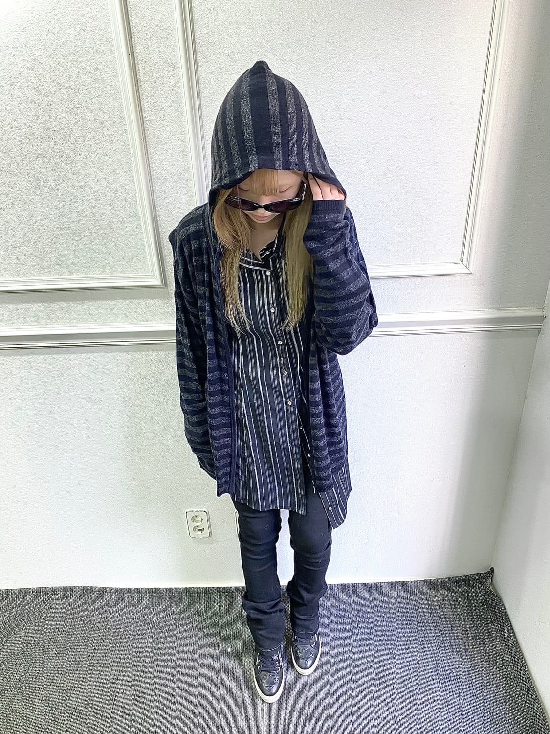 [Sorridere] Loose-Fit Stripe Hoodie- Zip 상품이미지2