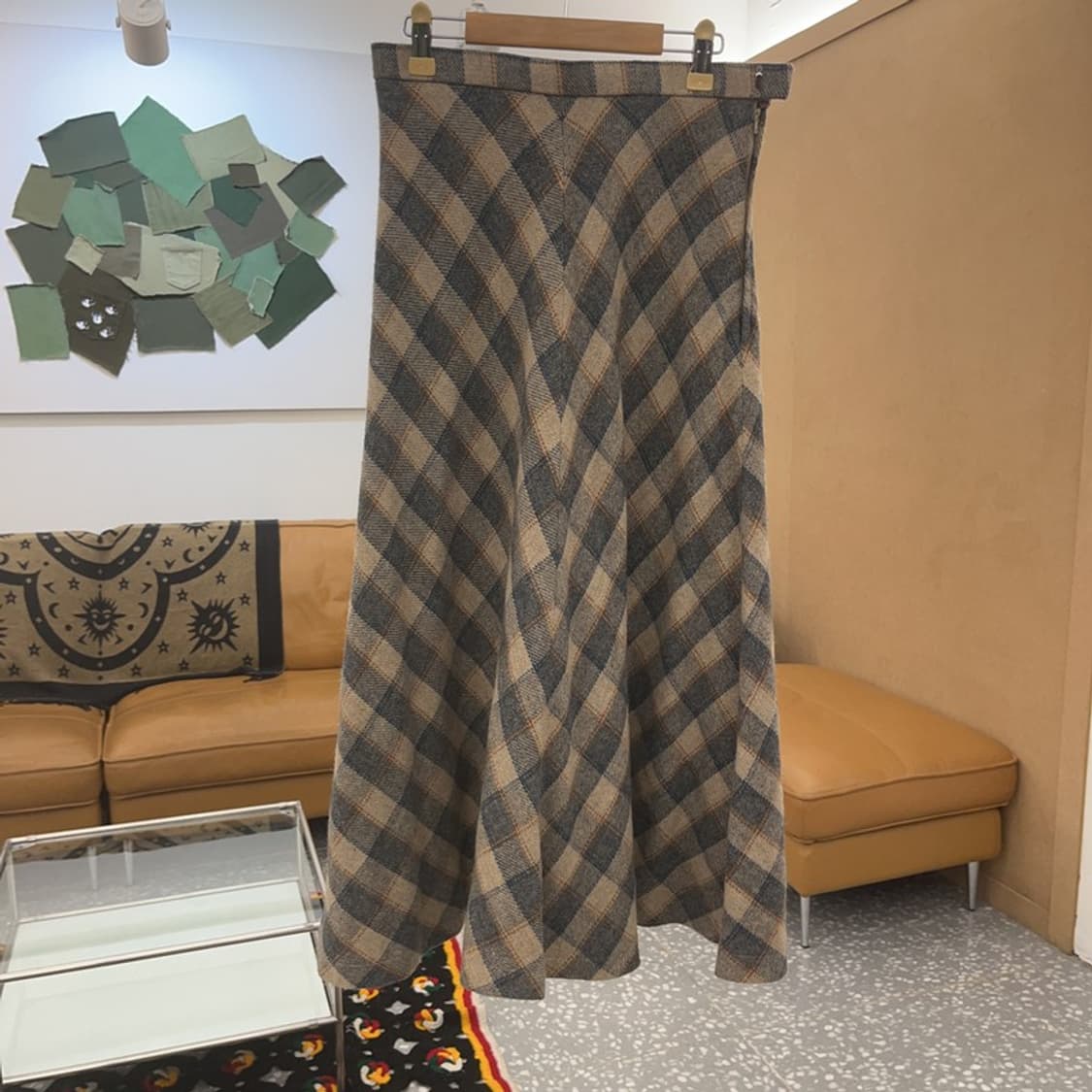 빈티지 모리걸 홀리데이 컨트리 체크 플레어 스커트 28인치 C07507 상품이미지3