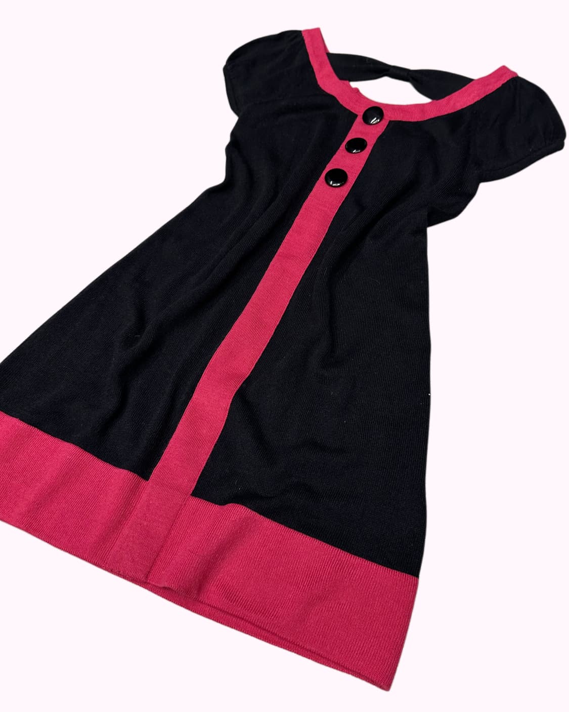 kitsch black pink ribbon dress 상품이미지3
