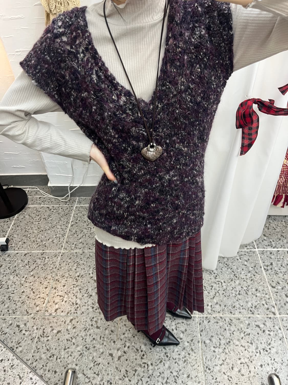 plum check tartan skirt 상품이미지3