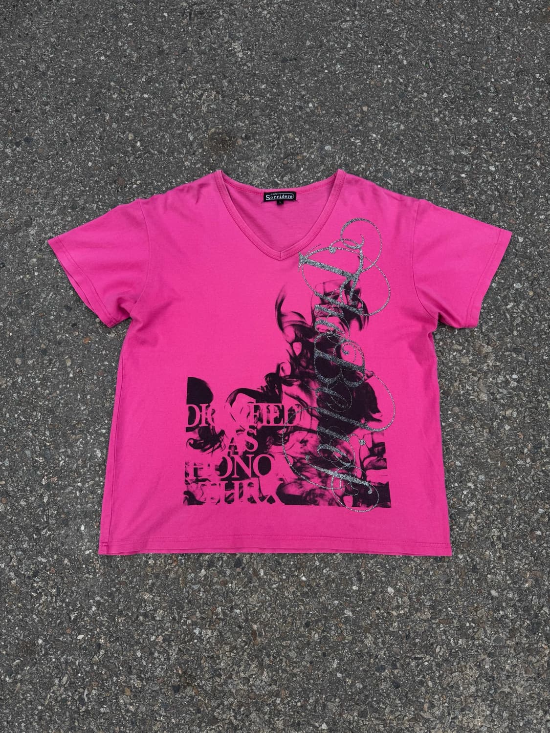 00’s Glitter Graphic V-Neck T-Shirt  상품이미지1