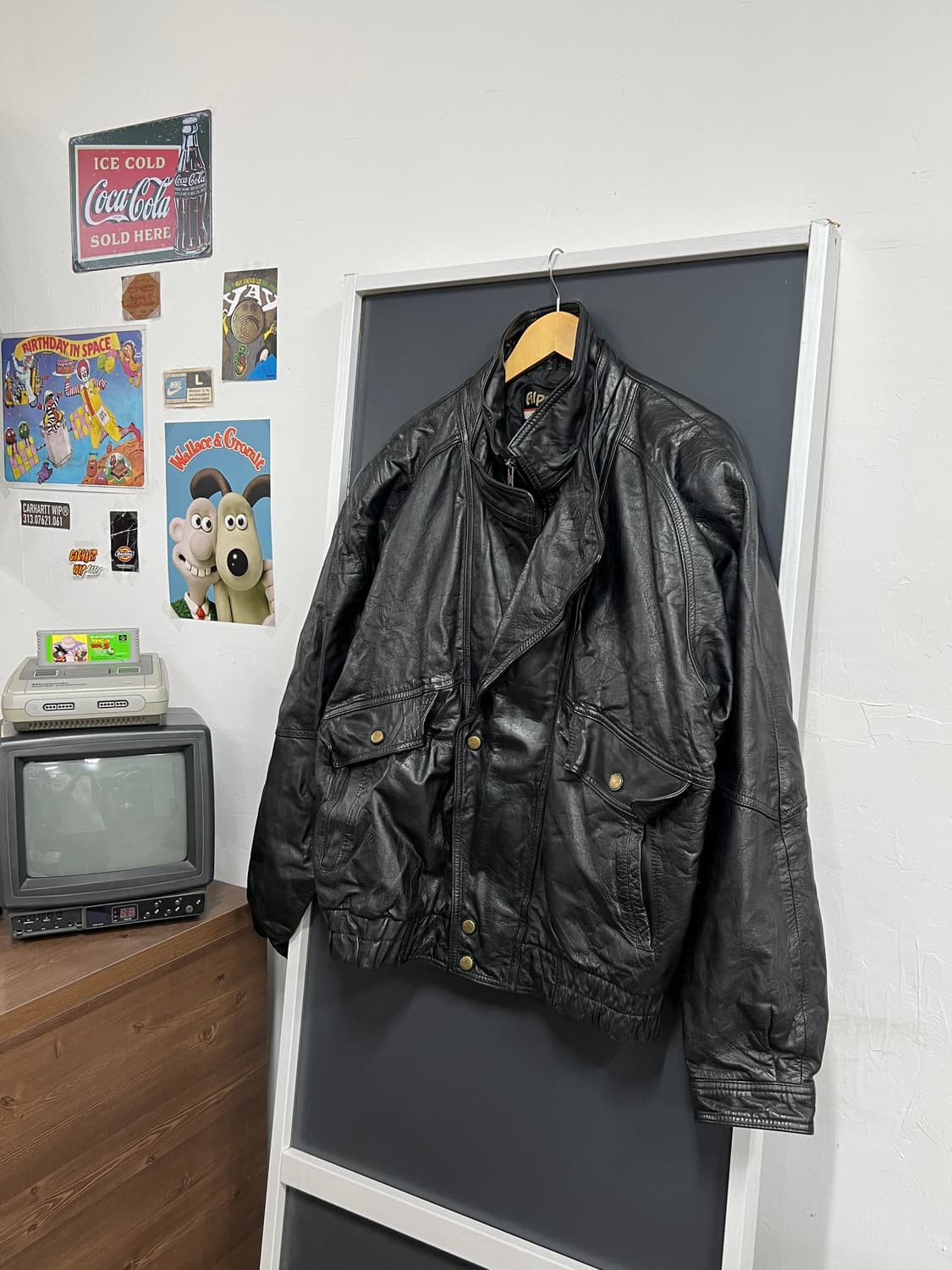 90s' AIperna Vintage 빈티지 램스킨 양가죽 레더 자켓 상품이미지1