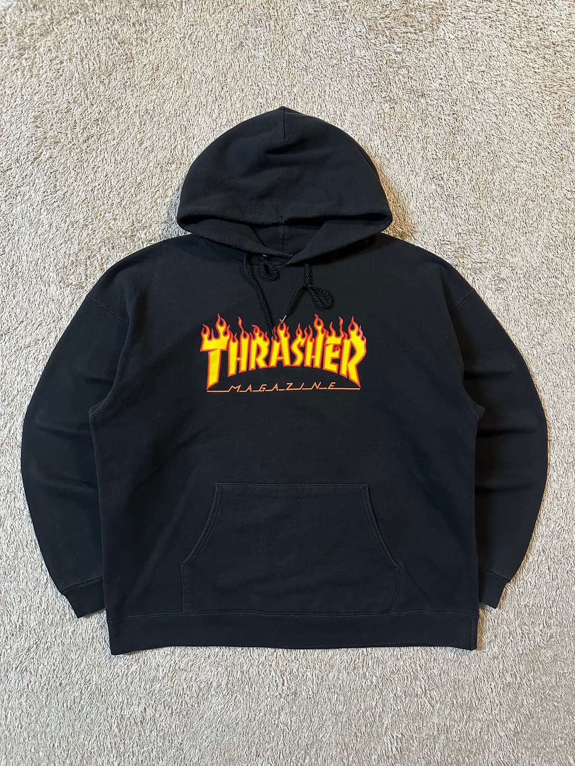 트레셔 THRASHER 플레임 로고 후드티 블랙 상품이미지1
