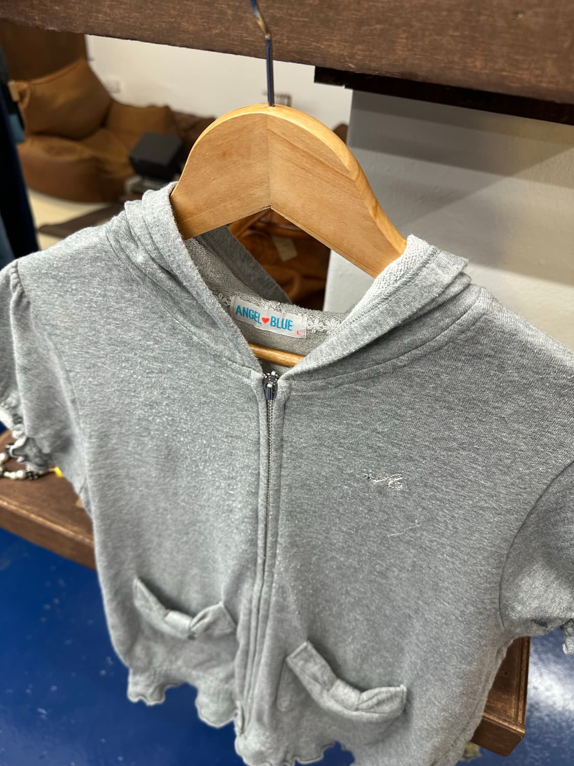 Jpn vtg 엔젤 블루 하프 후드 상품이미지4