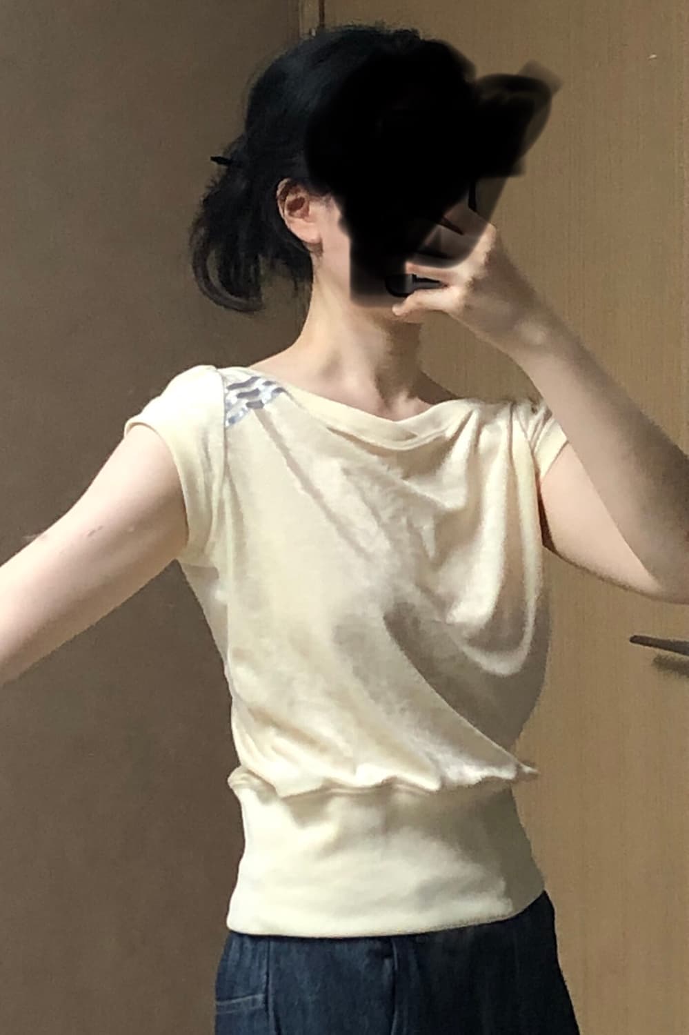 새상품 M 아디다스 연노랑 테리 벨벳 보트넥 탑 티셔츠 상품이미지9