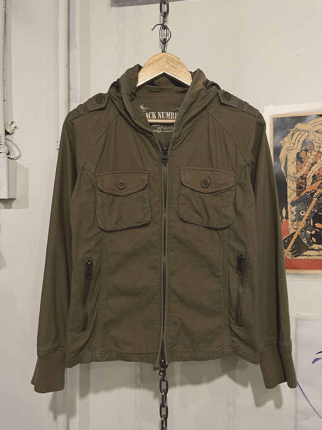 back number 브라운 포켓 후드 자켓 y2k 밀리터리 상품이미지1