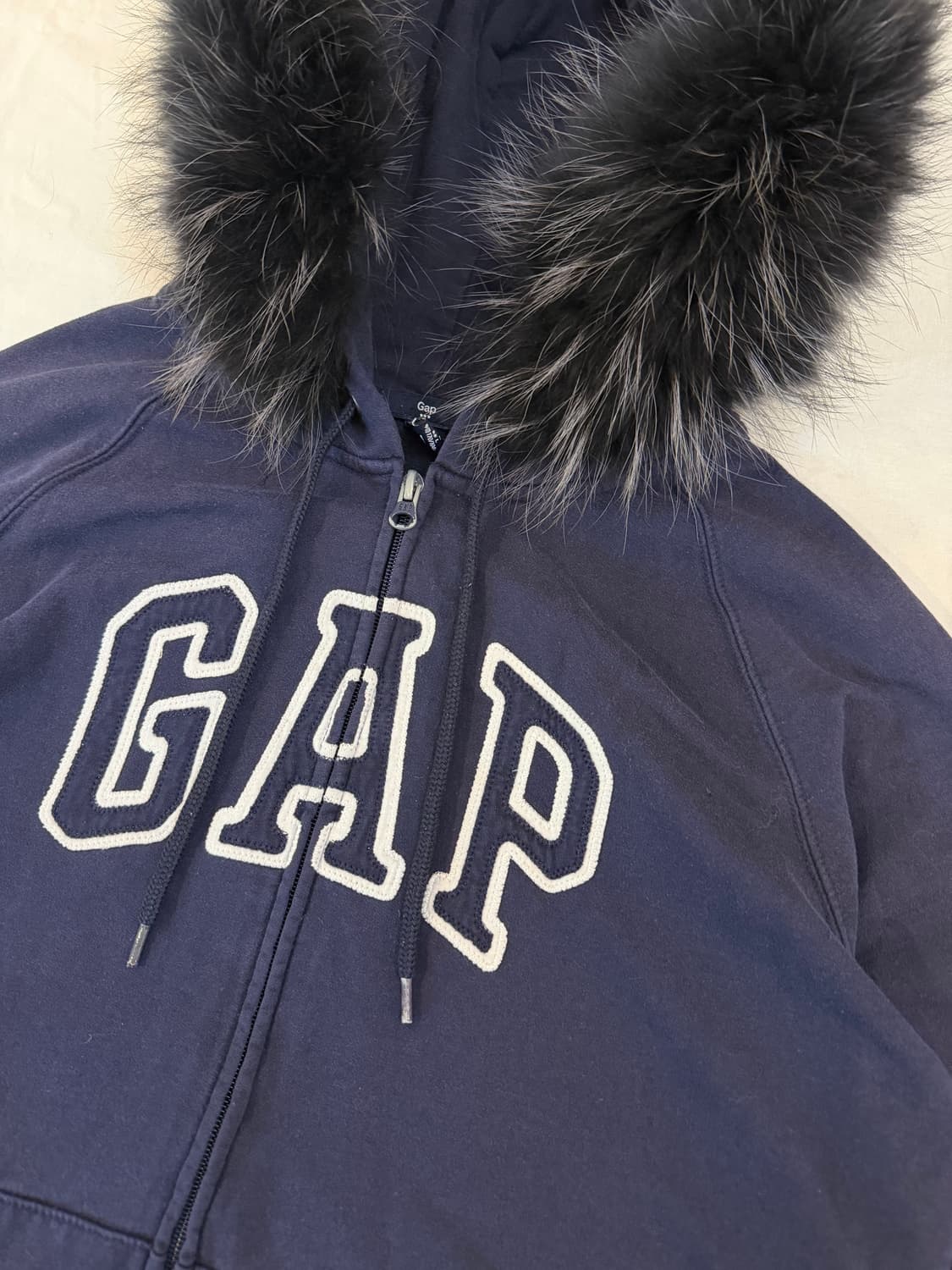 GAP 갭 y2k 울프죠 퍼 후드집업 네이비 상품이미지2