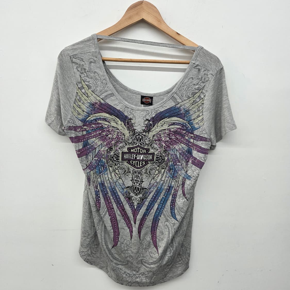 할리데이비슨 여성 반팔 티셔츠 그레이 여성 L 상품이미지2