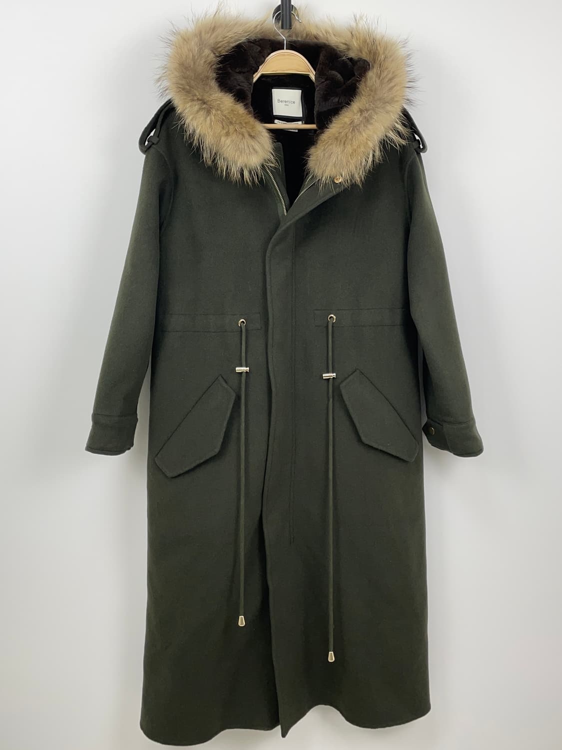 베르니스[Berenice] 라쿤 퍼 후드 울 코트 상품이미지2