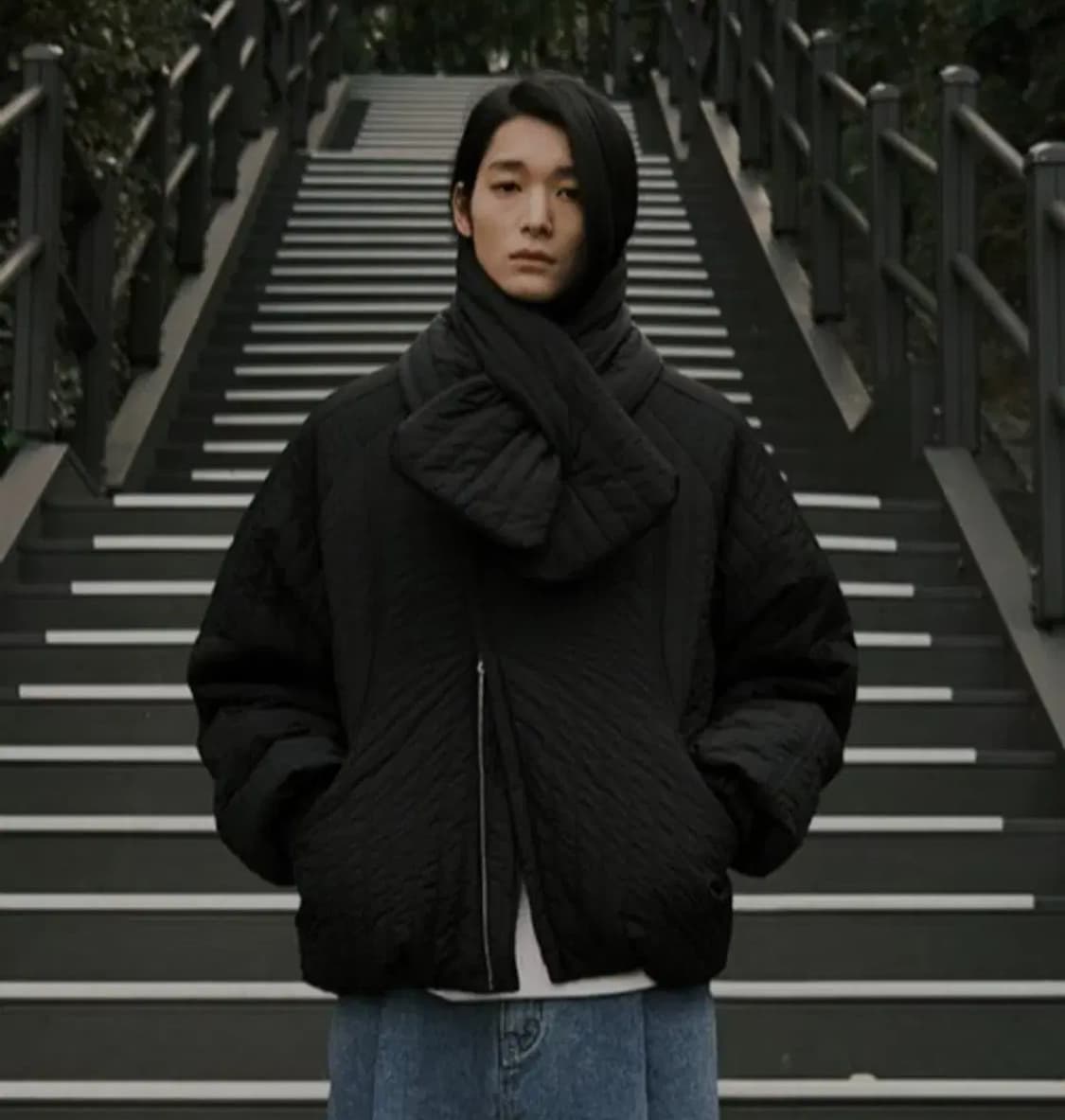 밈더워드로브 다이아그날 패딩 블랙 1사이즈 상품이미지2
