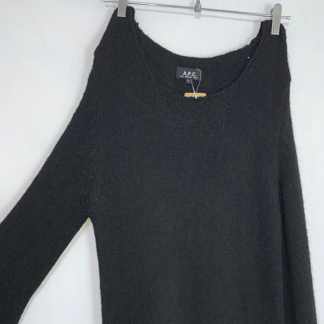 아페쎄 A.P.C 빈티지 모헤어 롱 니트 원피스 오프숄더 원숄더 블랙 상품이미지7