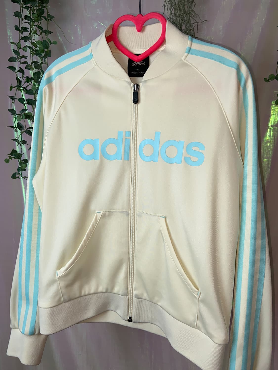 Adidas 아디다스 아이보리 하늘배색 져지 집업 상품이미지4