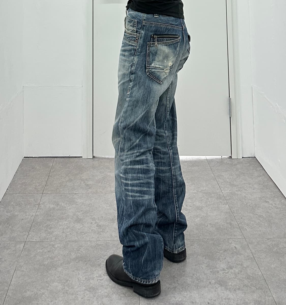 Navy produce stud & zipper detail denim  상품이미지5