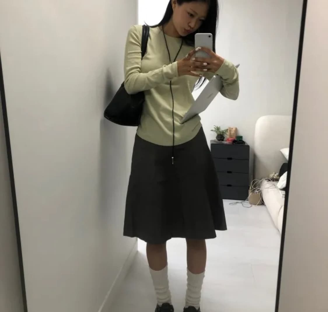 먹색 미디 스커트 새상품 상품이미지1