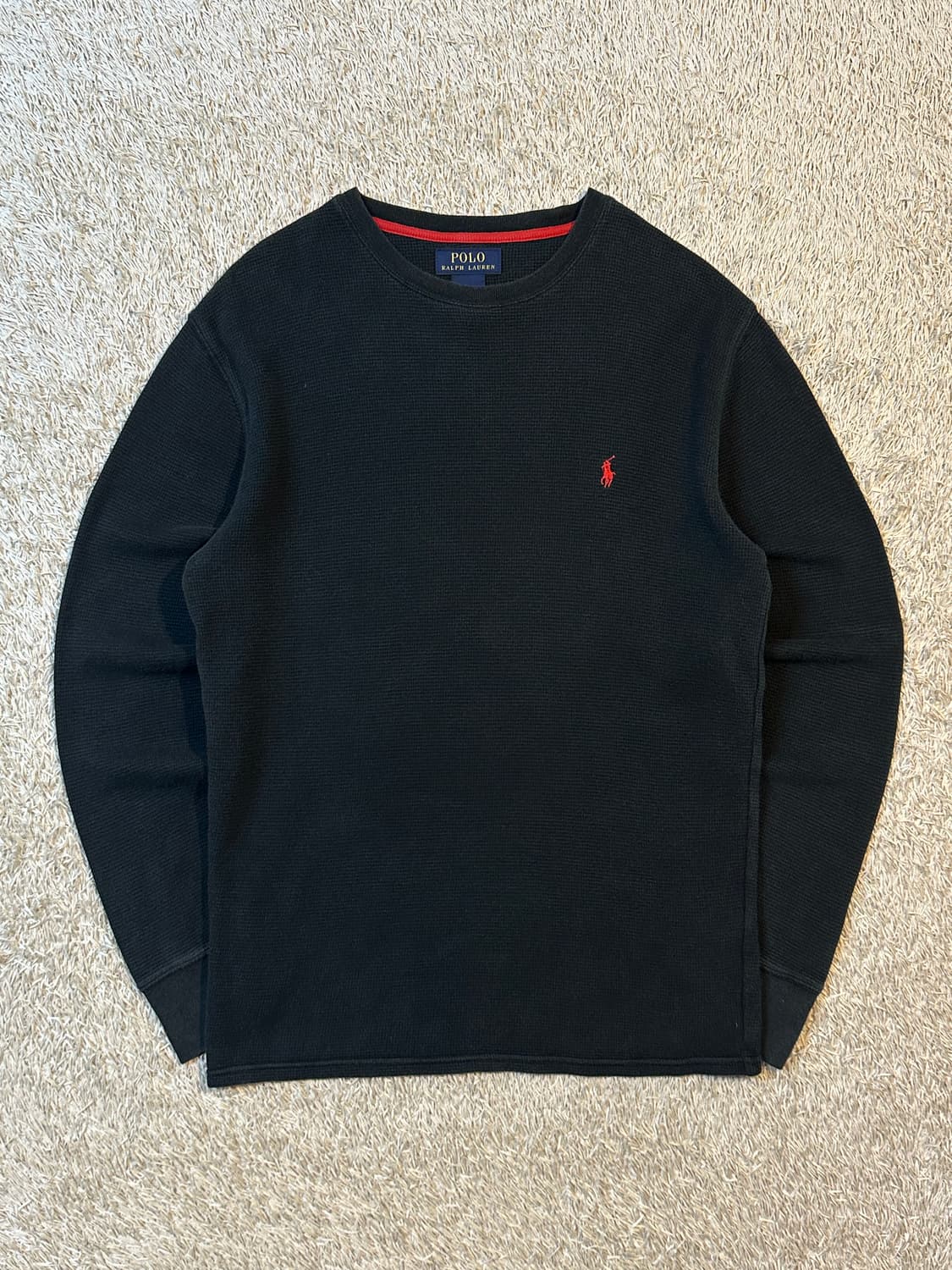 폴로 랄프로렌 POLO 신형 와플 니트 롱슬리브 긴팔 블랙 상품이미지1