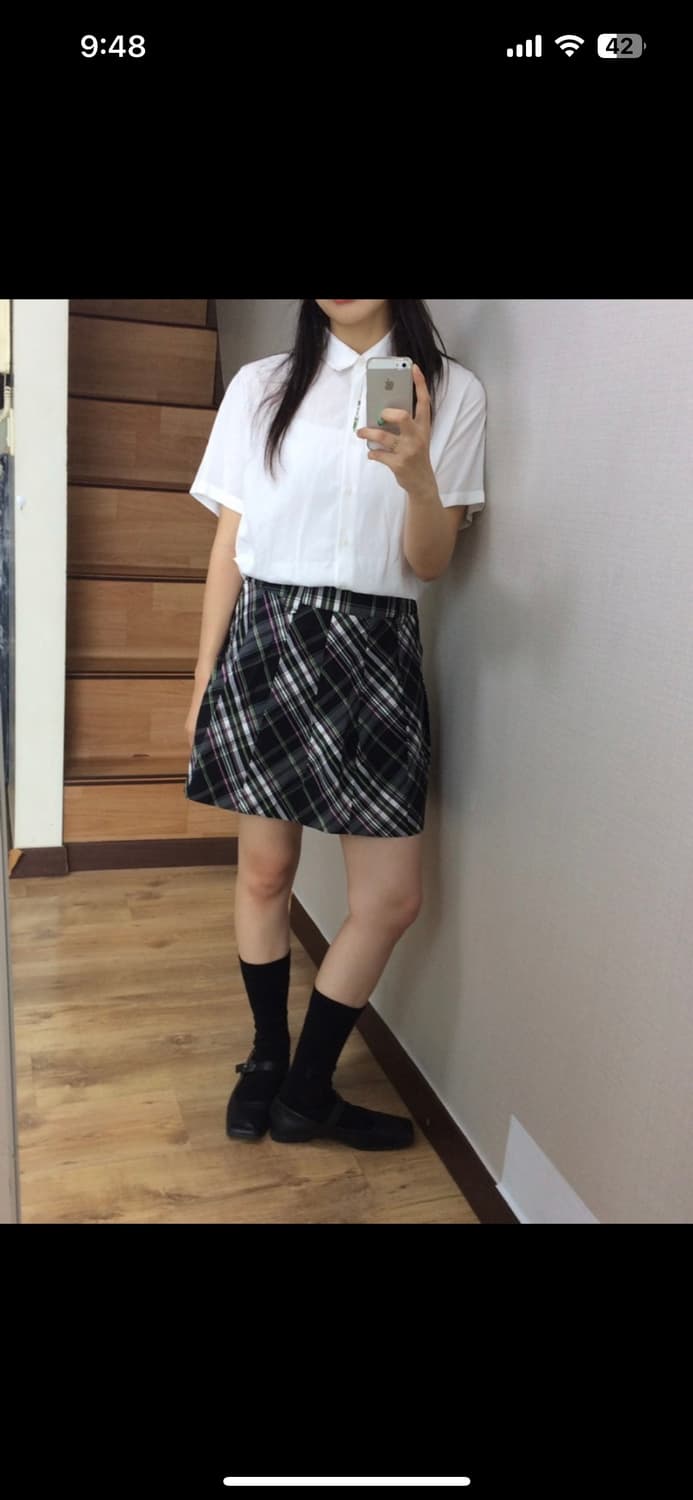 옷속무 럼브 sk 스커트 체크 치마 치마바지 상품이미지1