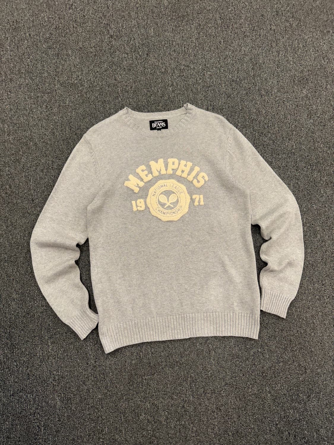 M)빔즈 빈티지 Memphis 로고 그레이 니트 상품이미지1