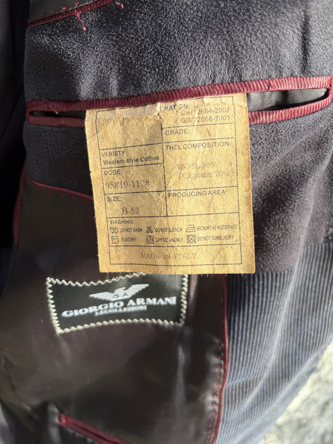 Giorgio Armani 딥네이비 코듀로이 테일러드 XL 상품이미지8
