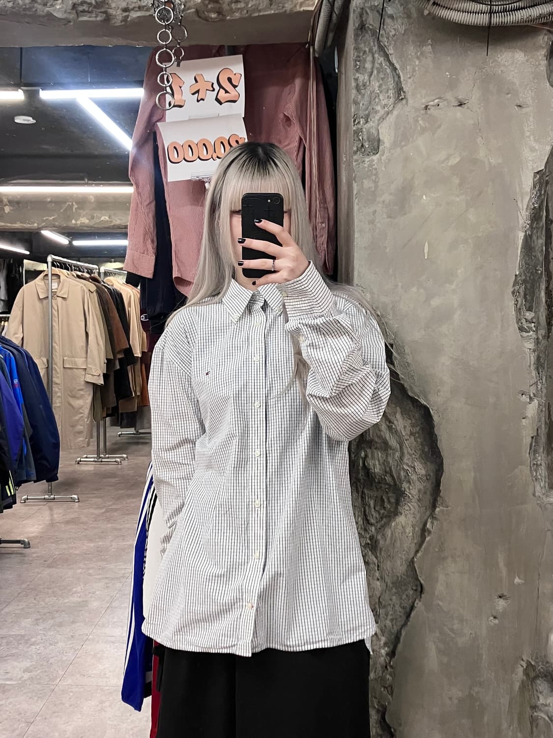 타미힐피거 체크 셔츠 화이트 XL  #csz3026  상품이미지2