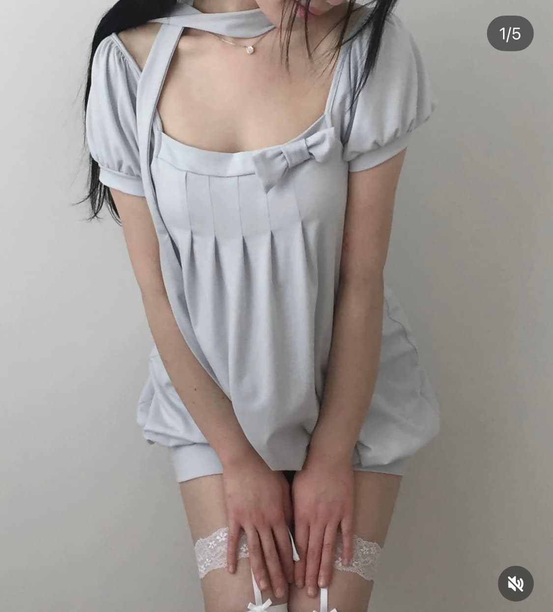 엔젤넘버 리본 드레스 베이비블루 상품이미지1