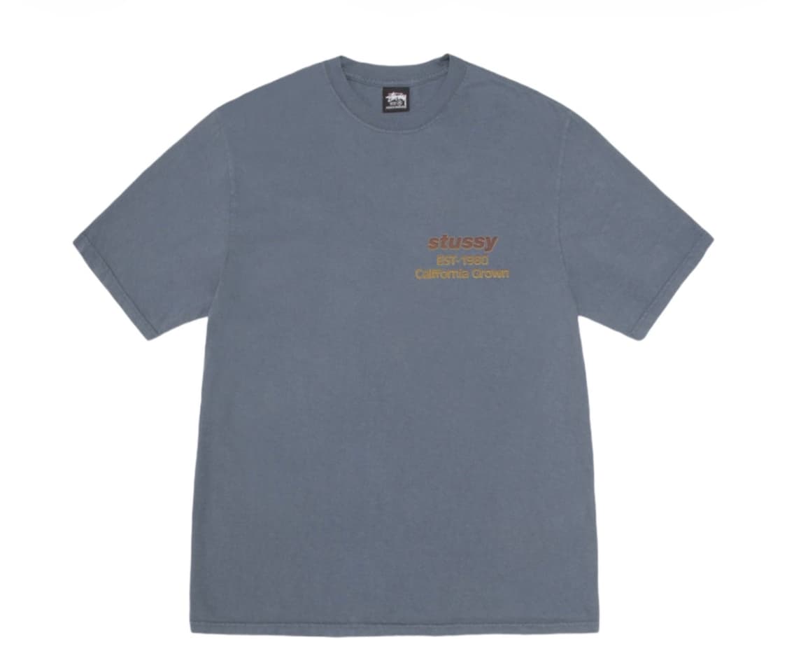 스투시 캘리포니아 그로운 피그먼트 다이드 티셔츠 네이비 상품이미지2