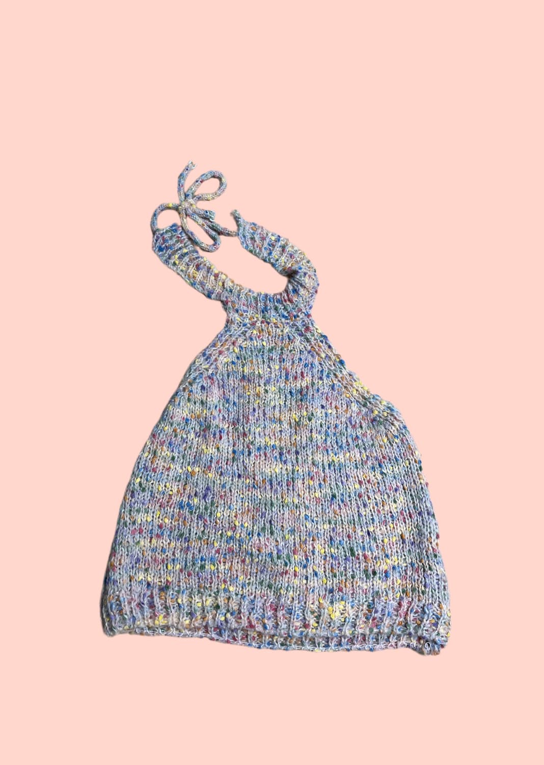 무지개 팝콘 홀터넥 니트 탑 상품이미지2