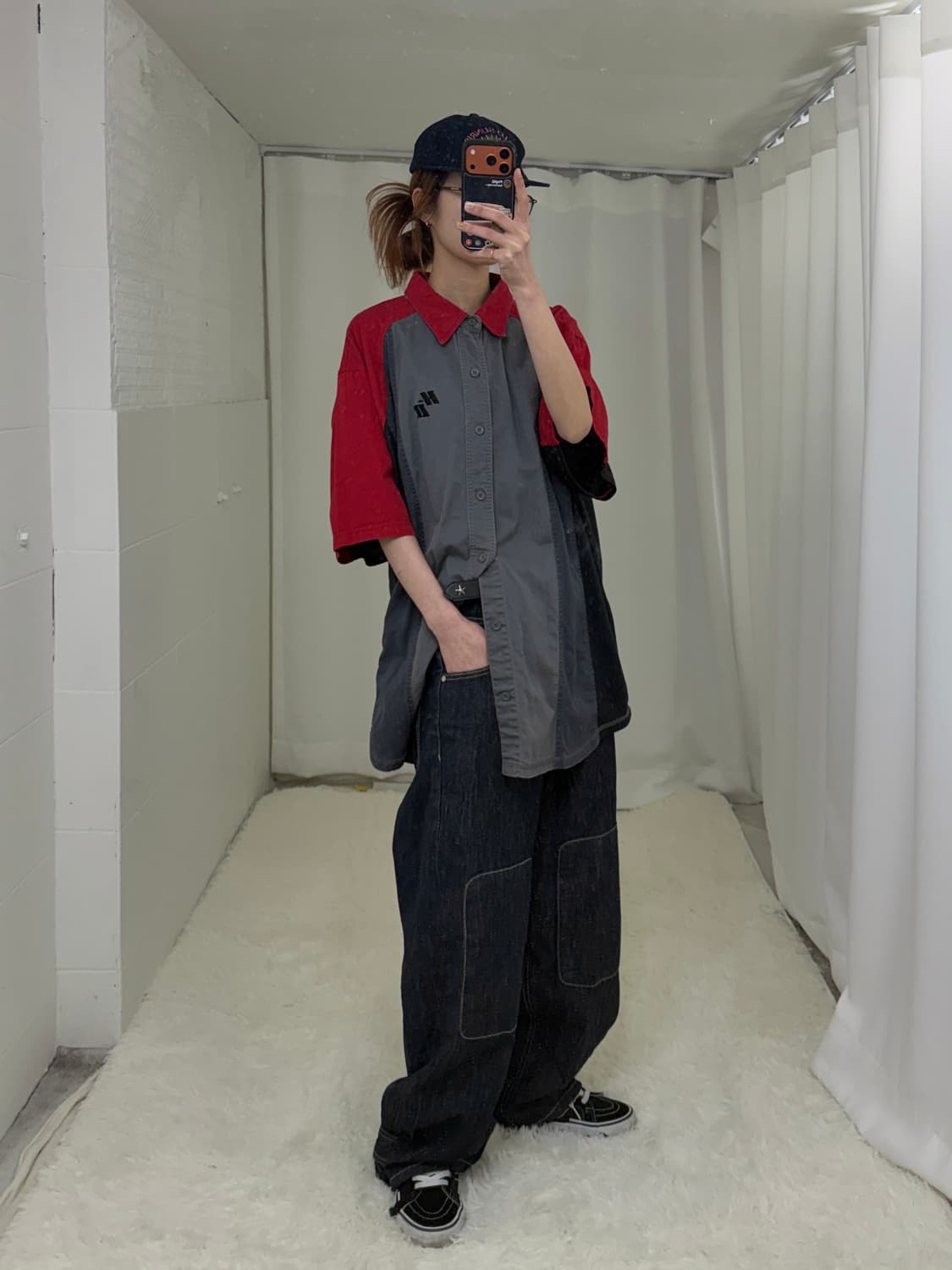 할리데이비슨 레글런 메시 배색 오버핏 반팔 셔츠 상품이미지2