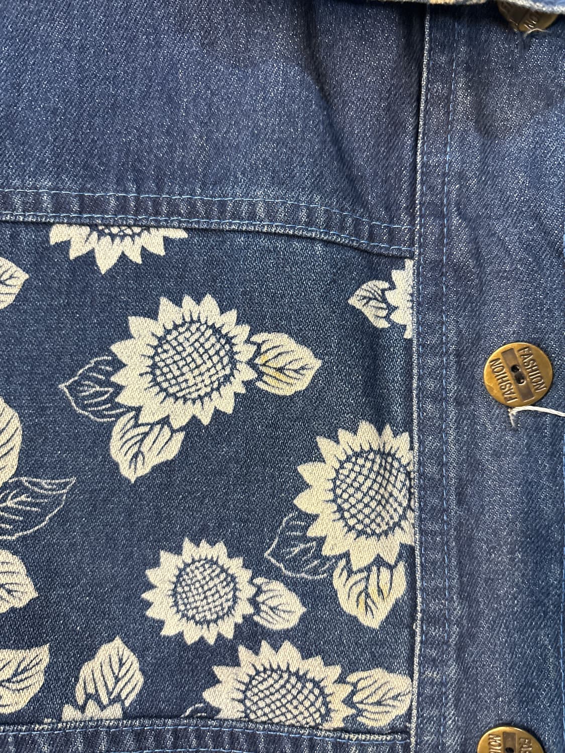 해바라기 패턴 오버핏 모리 보헤미안 빈티지 청조끼 데님 베스트 상품이미지9