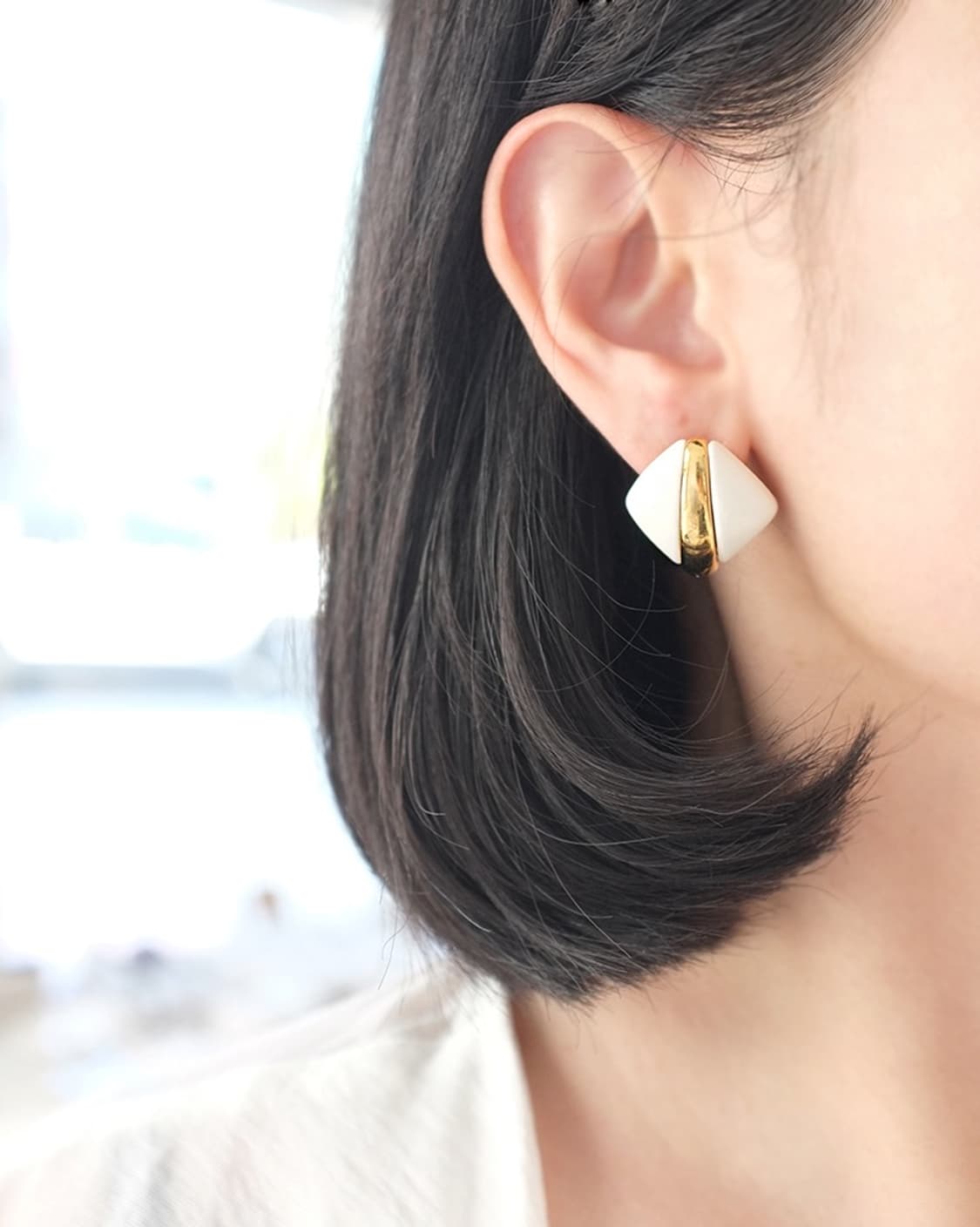 1980s Monet 포인트 화이트 빈티지귀걸이 빈티지주얼리 상품이미지1